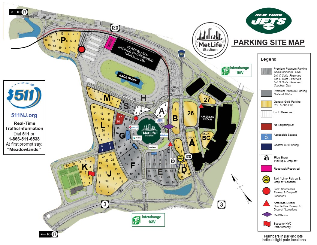 Jets Parking Map 2023