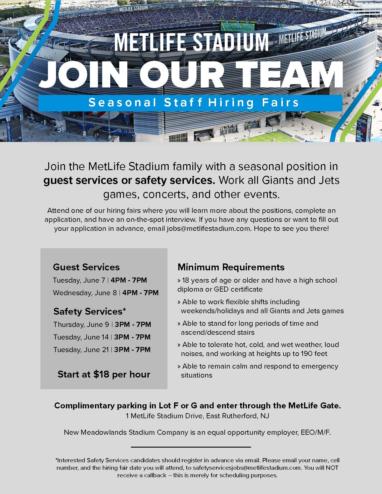MetLife Stadium June Job Fairs